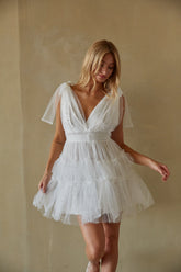 Erin Pearl Tulle Babydoll Mini Dress