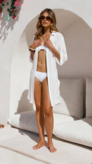 Vesper  Button Down Beach Cover Up  - White