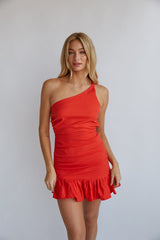Athena Ruched One Shoulder Mini Dress