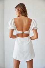 Drew Puff Sleeve Corset Linen Mini Dress