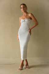 Jaclyn Strapless Twist Front Knit Midi Dress